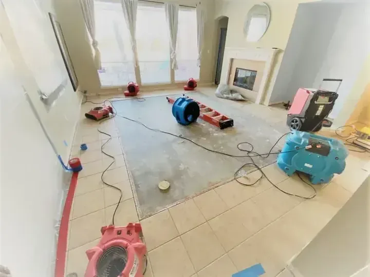 Drying equipment set out on a tile floor