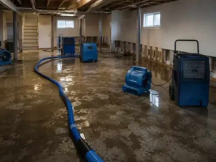 Extraction wand drawing standing water off a soaked floor